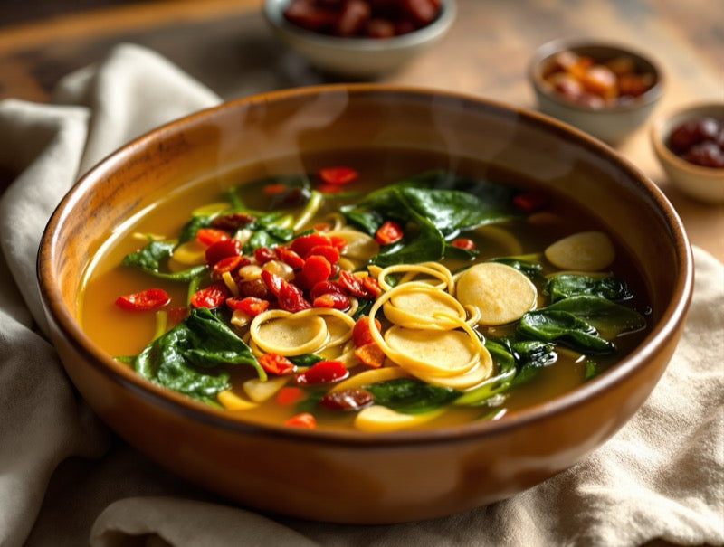 Warming TCM meals with goji berries and ginger